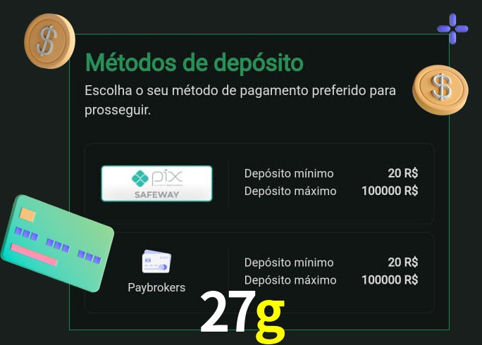 O cassino 27g oferece uma grande variedade de métodos de pagamento